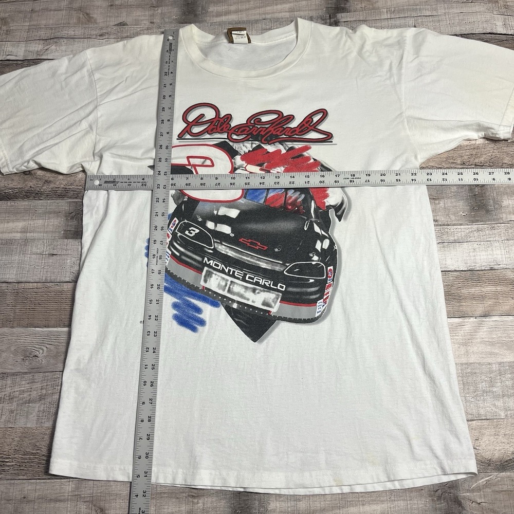 Dale Earnhardt Shirt Size XL White Vintage 90s Nutmeg NASCAR Racing Tee Chevy - Picture 5 of 13